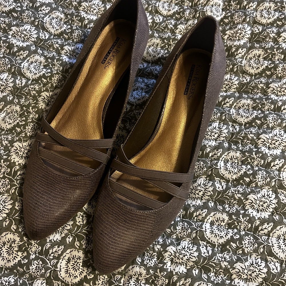 Kim Rogers Brown Textured Flats
